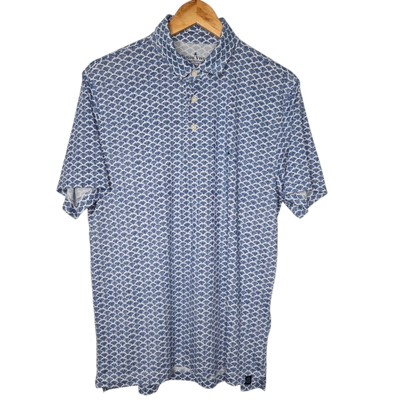 Tailor Vintage Mens UPF Surf The Web Shells Preppy Golf Polo Shirt Medium - Picture 1 of 13